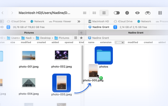 Dual-pane manager for Mac