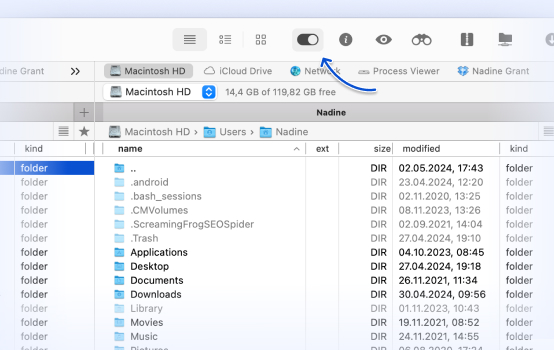 Show hidden files on Mac