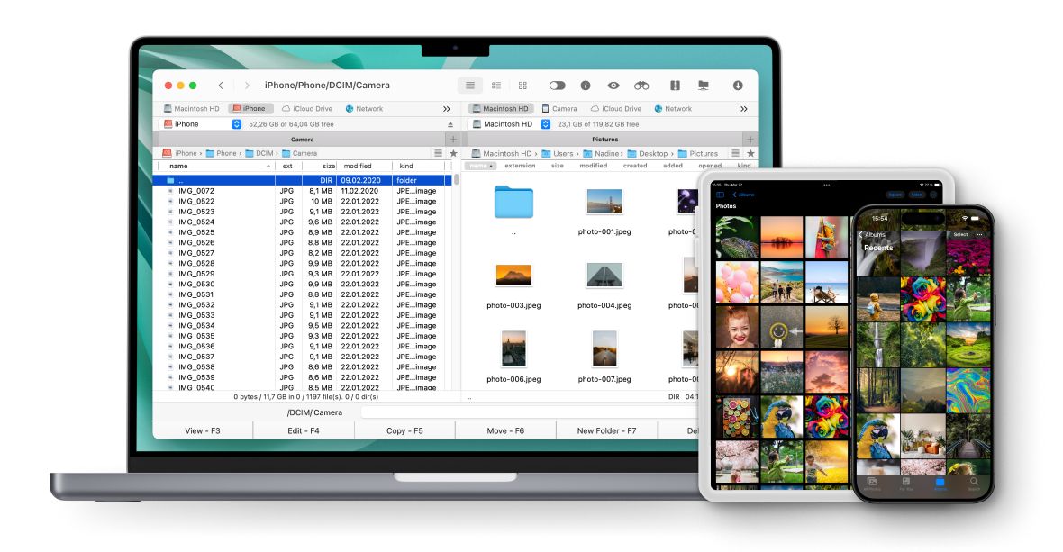 Commander One iPhone\iPad File transfer for Mac