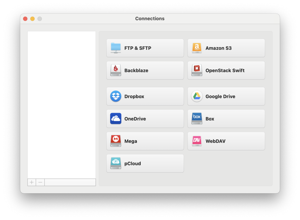 Connections Manager Choose the connection method