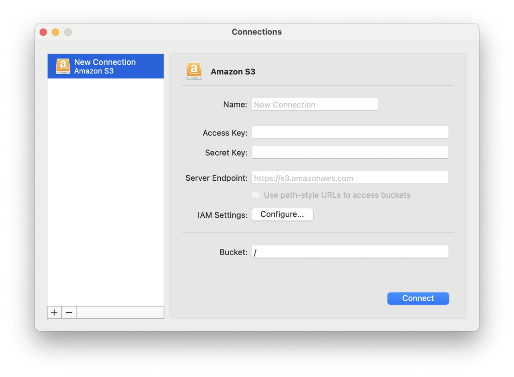 New connection Amazon S3 Connect to Amazon S3