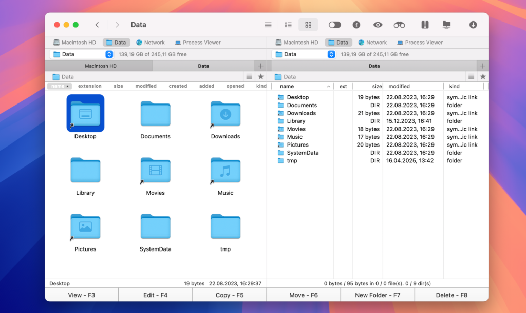 Commander One main window Commander One's dual-pane interface
