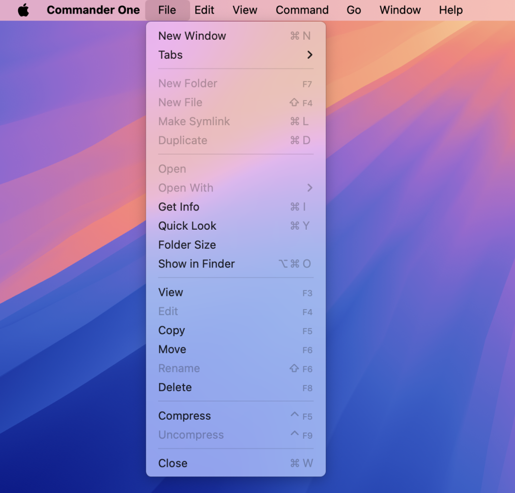 Copy files Choose the Copy option from the menu (File)