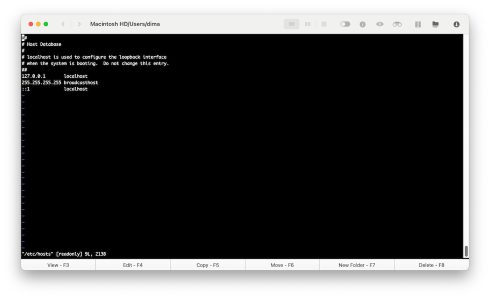 Open the /etc/hosts file 