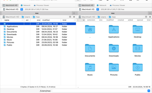 The Commander One window on macOS