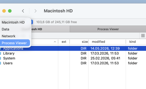 Select Process Viewer from the drop-down menu