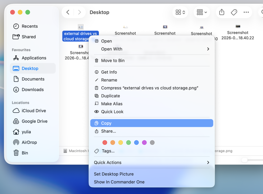 Right-click the file and select Copy.
