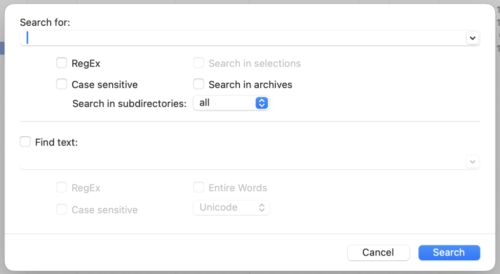 Click the Search icon on the toolbar and enter a file name